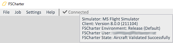 SimConnect Client menu bar